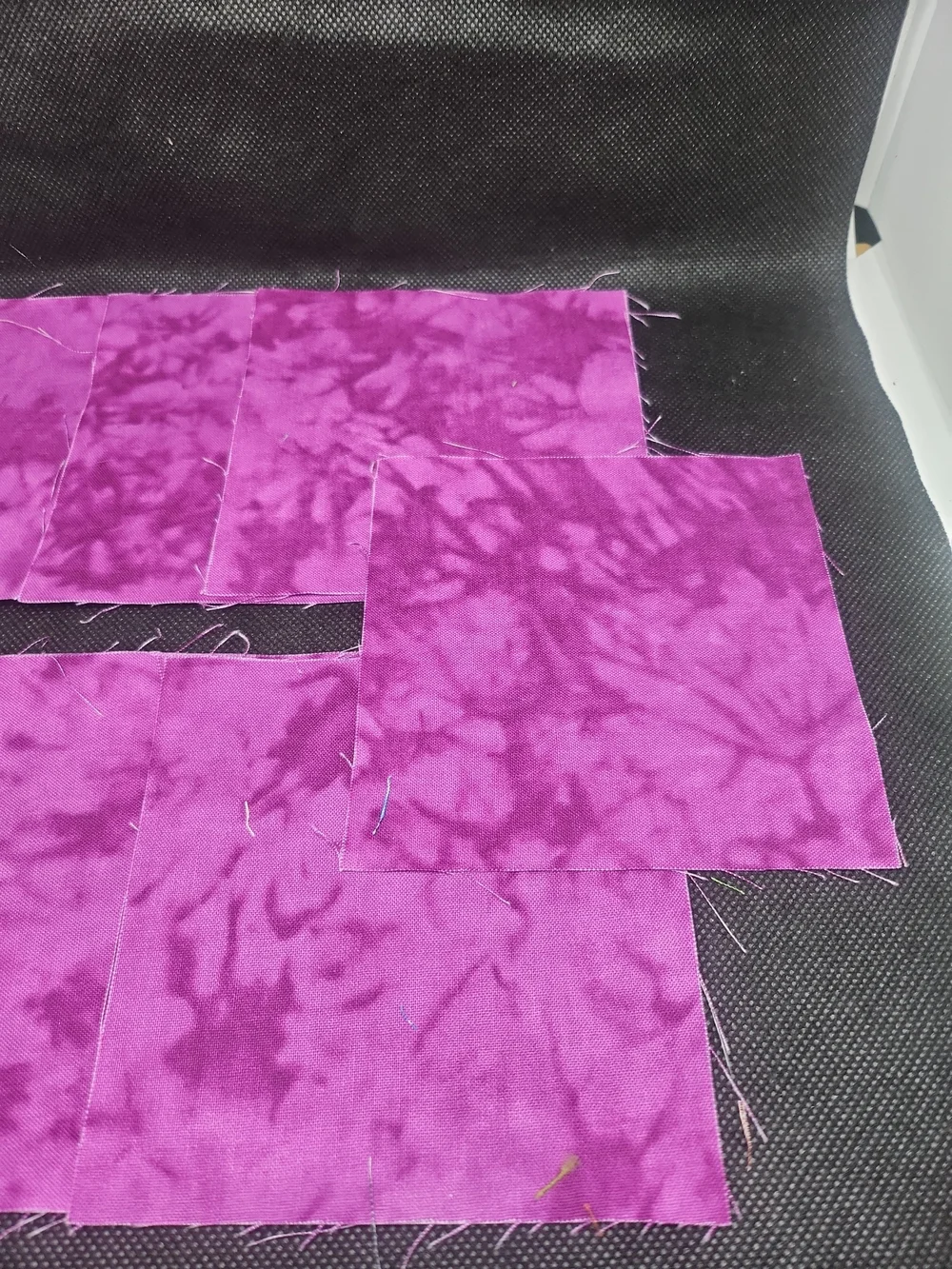 7 4.50 Inch Precut Hot Pink Tie-Dye Cotton Fabric Squares - Craft Quilting Pack